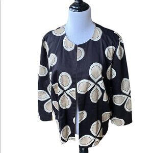 🌟Chico's Black New Cotton Floral Crop Jacket Blazer with Flared 3/4 Sleeve Sz:3